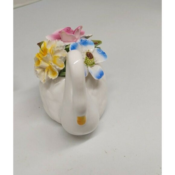 Vintage Royal Stratford Bone China Floral Swan & Basket 1970's - Picture 4 of 12